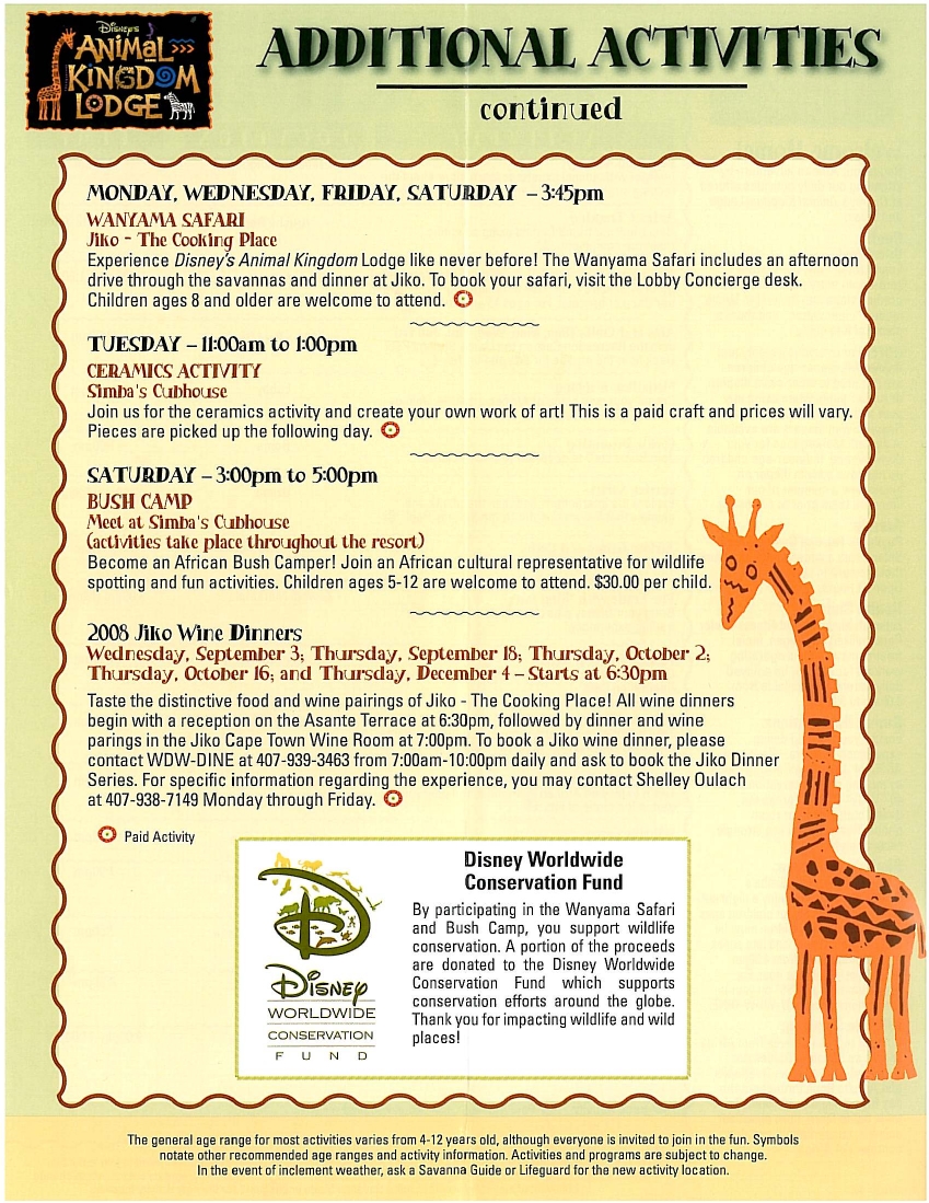 2008 Activities Page: Back